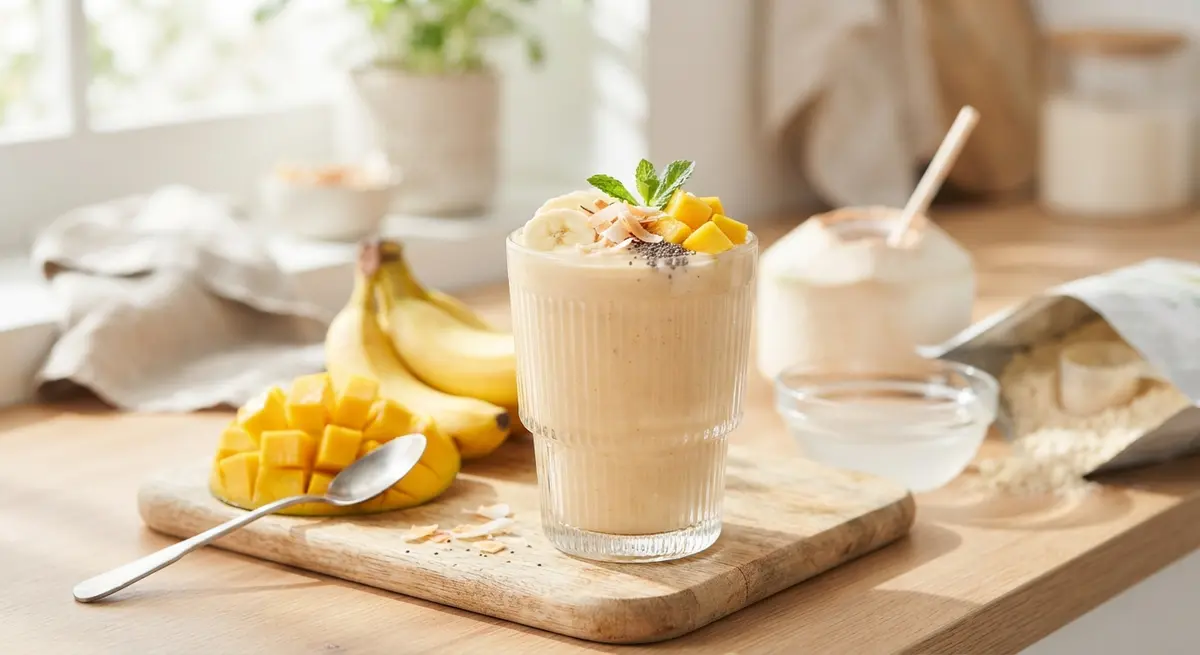 Banana Mango Coconut Water Protein Smoothie